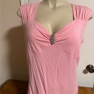 Apt. 9 Light Pink V-Neck Tank with Center Jewel Accent